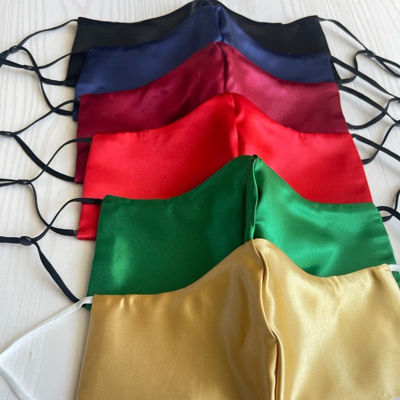 Gold Double Satin Mask with Adjustable Straps, Formal Masks, Date Night, Party - Picture 3 of 3